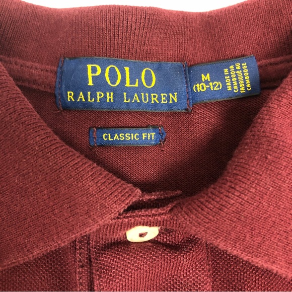 Polo Ralph Lauren Boy Classic Fit Mesh Short Sleeve Burgundy Polo sz M 10-12 - Picture 2 of 10